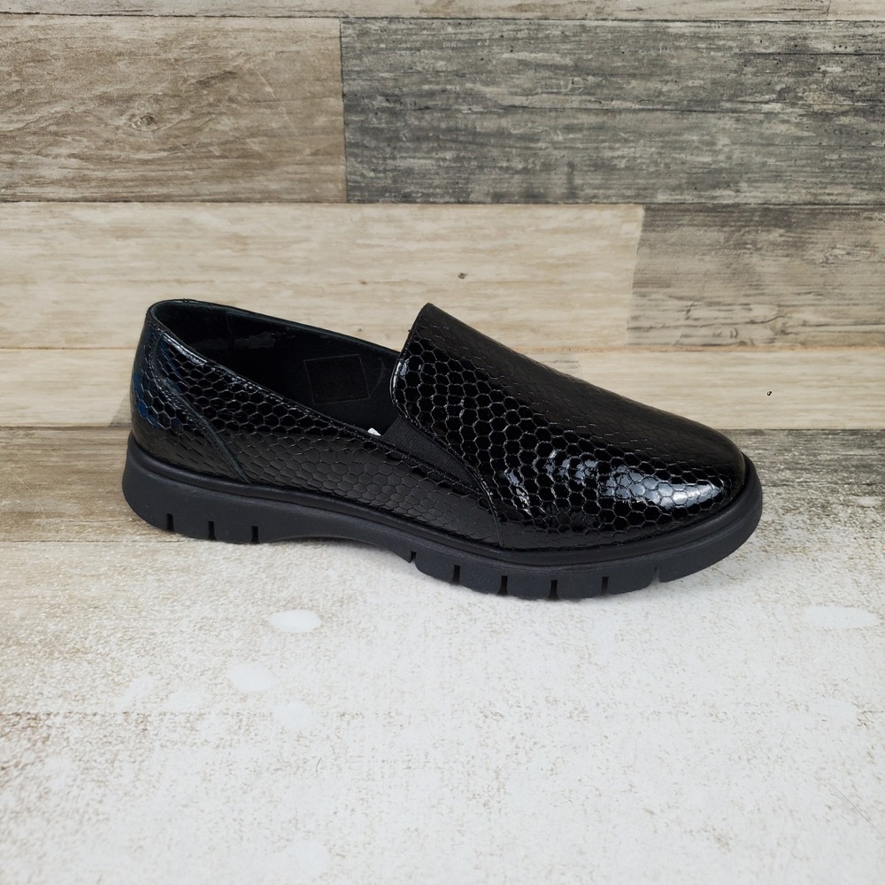 Spring Step Horizon Womens Shoes Sz 6 M Croco Black Patent Leather Slip-on